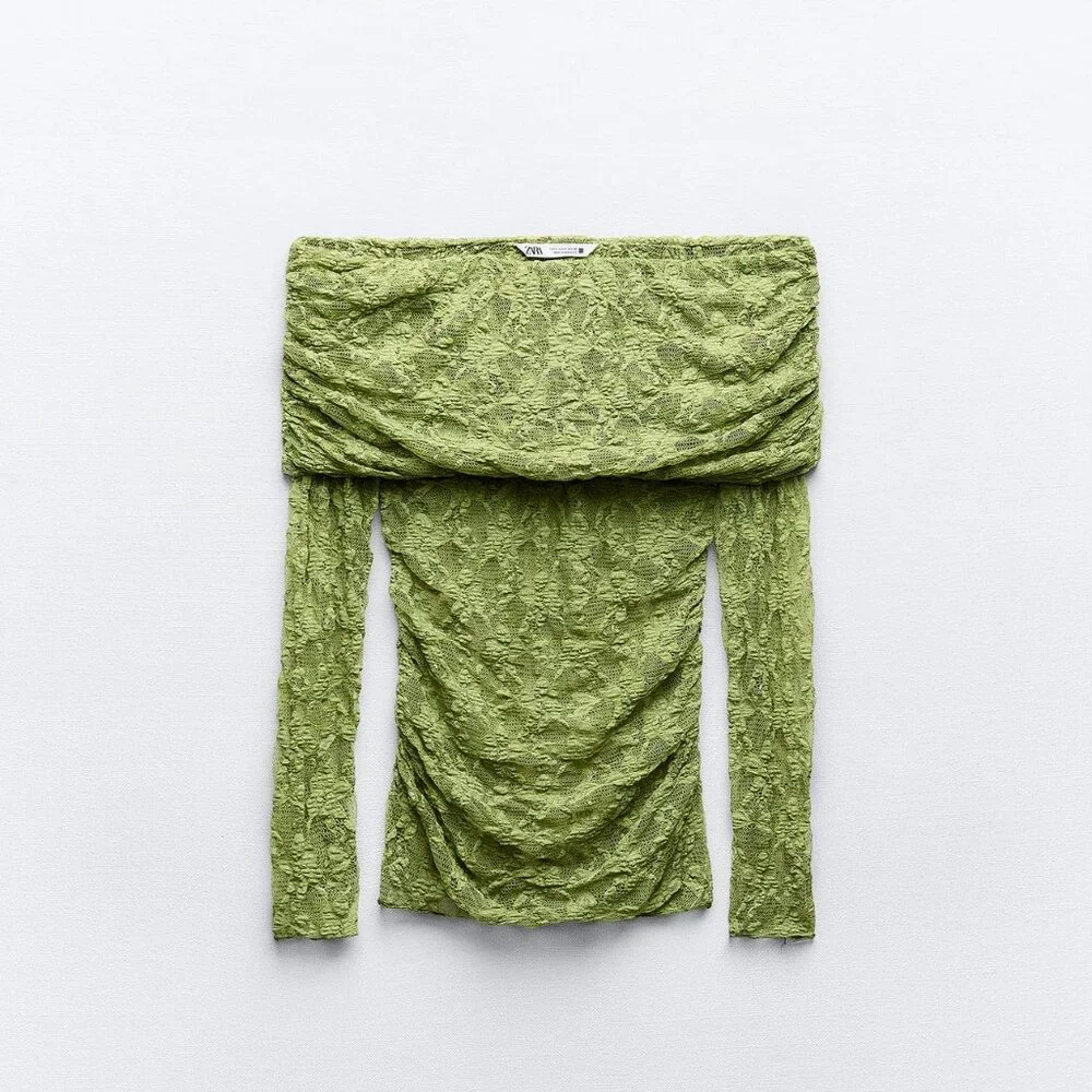 Zara Green Lace Top NWT